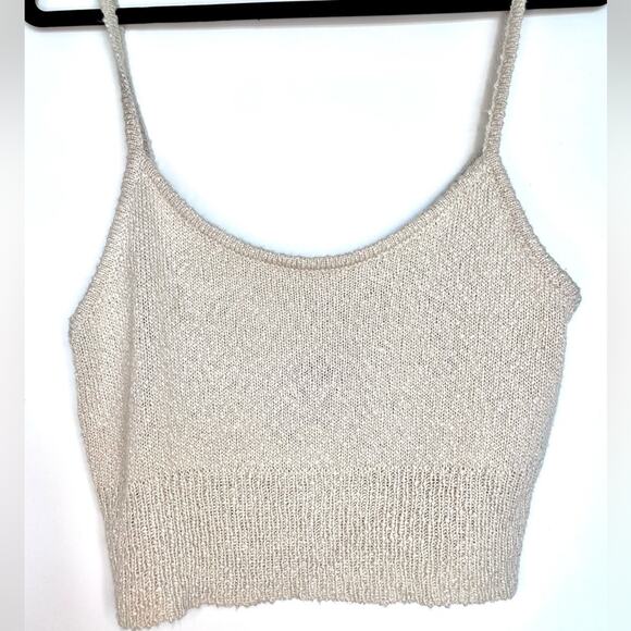 Le Lis Cream Knit Cropped Tank Top Size Large - Picture 2 of 7